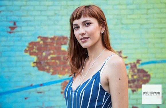 Creative, Artistic Outdoor Headshot, DUMBO Brick Multi Color Wall Background, NYC