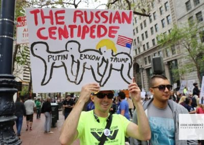 March For Science Sign - Donald Trump, Vladimir Putin, Exxon