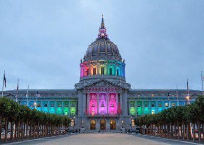 City Hall Exterior, Pride Week Rainbow Lighting, San Francisco, CA