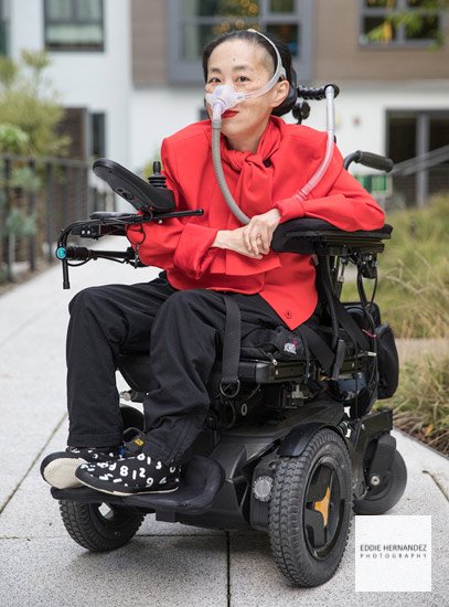 Alice Wong Professional Headshot, Disability Visibility Activist Portrait, Wheelchair Pose, Example