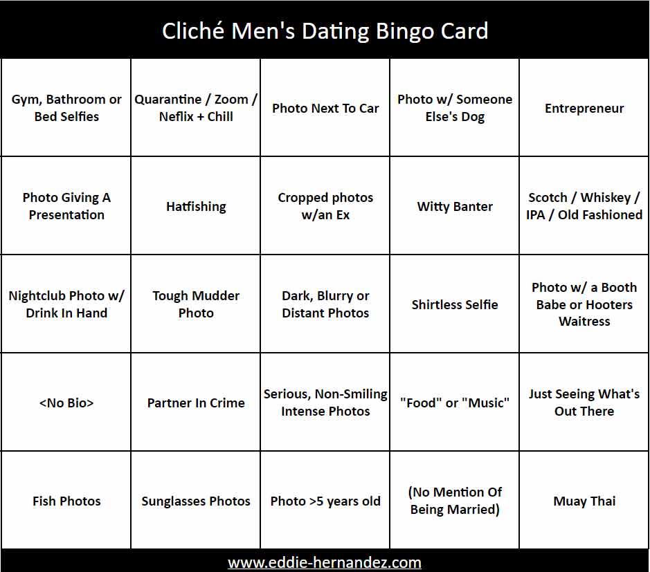 Shitty Online Dating Bingo [OC] 