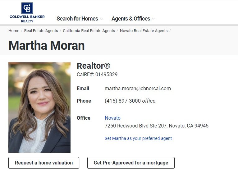 Martha Moran Real Estate Headshot, Realtor Portrait Example, Lifestyle Pose, Idea Marin County