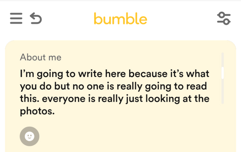 Worst Bumble Bio, Bad Bumble About Me, Bumble Profile Examples, Bumble Bio Woman, Bumble Profile Female