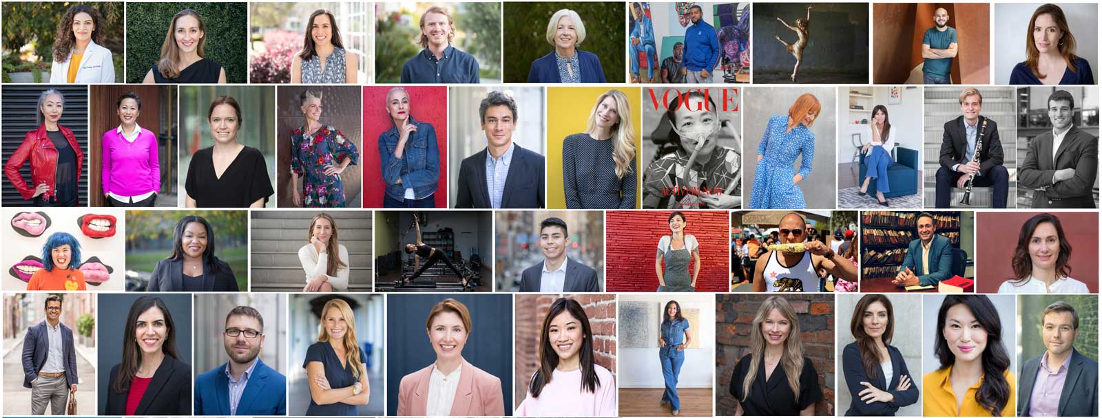 Collage Of Professional Headshots Of Men & Women in The San Francisco Bay Area (Corporate, Linkedin, Creative & Business)