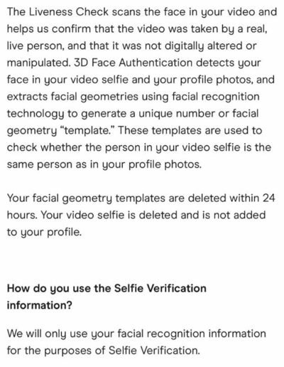 Hinge Selfie Verification